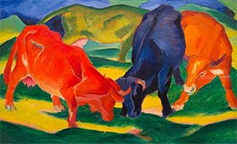 Kämpfende Kühe, 1911 von Franz Marc | Leinwand Kunstdruck