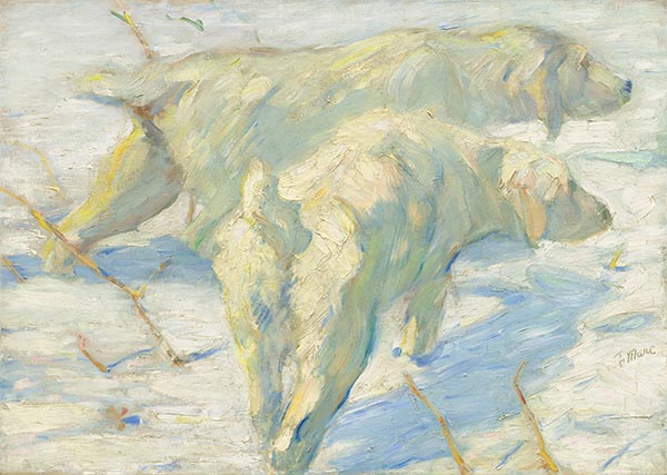 Sibirische Hunde im Schnee, c.1909/10 | Franz Marc | Giclée Leinwand Kunstdruck
