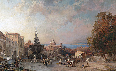 A Market in Naples, n.d. | Unterberger | Giclée Canvas Print