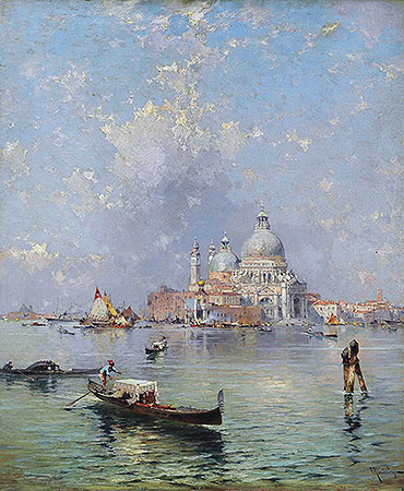 Gondolas in front of the Santa Maria della Salute, Venice, n.d. | Unterberger