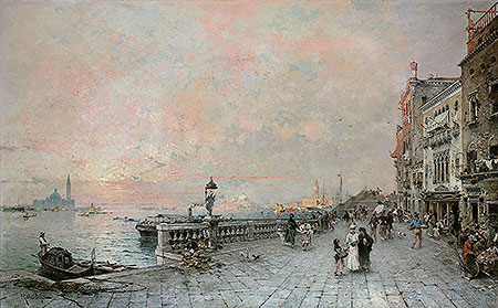 Die Riva dei sette Martiri, Blick auf die Ponte de la Veneta Marina, Venedig, 1894 | Unterberger