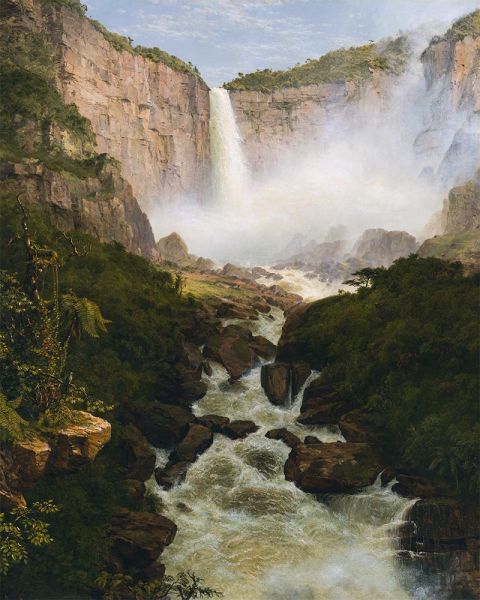 Die Wasserfälle von Tequendama, in der Nähe von Bogotá, Neugranada, 1854 | Frederic Edwin Church | Giclée Leinwand Kunstdruck