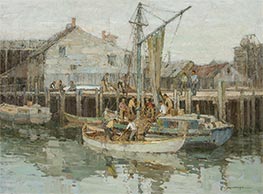 Ausklang des Tages, Hafen von Gloucester, n.d. von Frederick J. Mulhaupt | Leinwand Kunstdruck