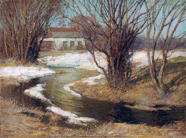 Frederick J. Mulhaupt | House by a Stream, Undated | Giclée Canvas Print