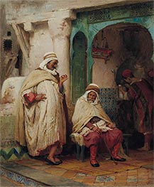 Die Konversation, Algier, 1874 von Frederick Arthur Bridgman | Leinwand Kunstdruck