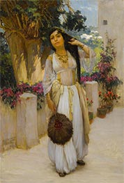 Frederick Arthur Bridgman | Woman of Algiers on a Veranda | Giclée Canvas Print