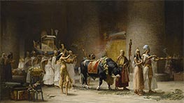 Die Prozession des Stiers Apis, 1879 von Frederick Arthur Bridgman | Leinwand Kunstdruck