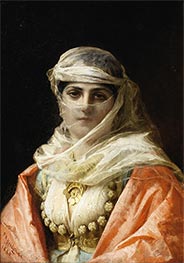 Junge Frau aus Konstantinopel, 1880 von Frederick Arthur Bridgman | Leinwand Kunstdruck
