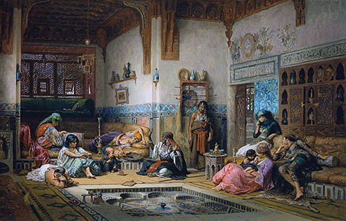 Der nubische Geschichtenerzähler im Harem, 1875 | Frederick Arthur Bridgman