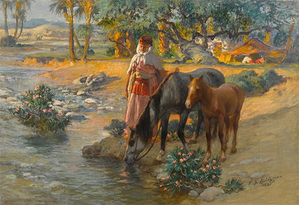 Frederick Arthur Bridgman | Watering the Horses, 1921 | Giclée Canvas Print