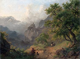 A Summer Landscape with a Travelers in the Foreground, 1851 by Kruseman | Canvas Print