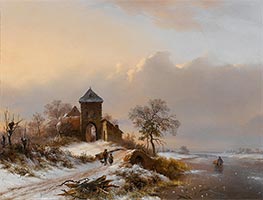 Kruseman | Winter Landscape with the Entrance Gate of the Brewery at Vilvoorde | Giclée Canvas Print