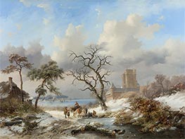 Winter Landscape with Figures, Undated by Kruseman | Canvas Print