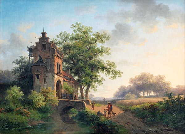 Sommerlandschaft mit Figuren nahe einem Stadttor, 1862 | Kruseman