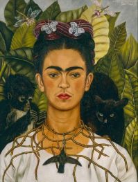 Self-Portrait with Thorn Necklace and Hummingbird, 1940 by Frida Kahlo | Canvas Print