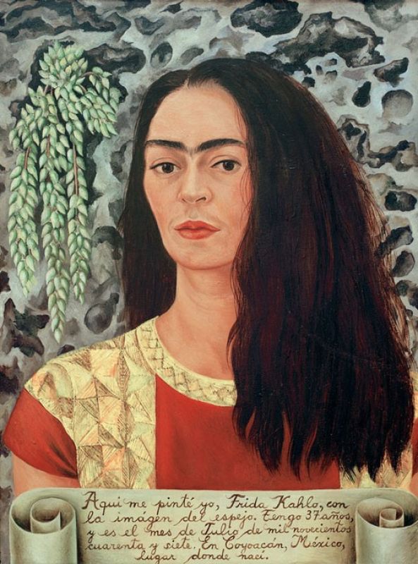 SelbstportrÃÂ¤t mit offenem Haar, 1947 | Frida Kahlo | Giclée Leinwand-Kunstdruck