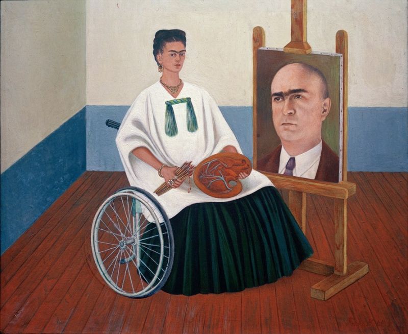 Selbstporträt mit Porträt von Dr. Farill, 1951 | Frida Kahlo | Giclée Leinwand-Kunstdruck