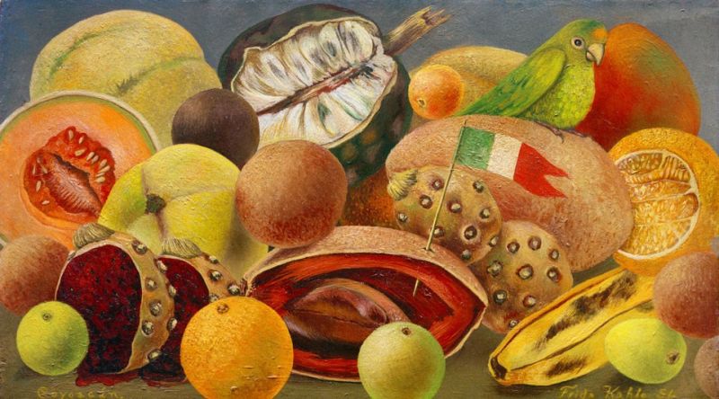 Stillleben mit Papagei und Fahne, 1951 | Frida Kahlo | Giclée Leinwand-Kunstdruck