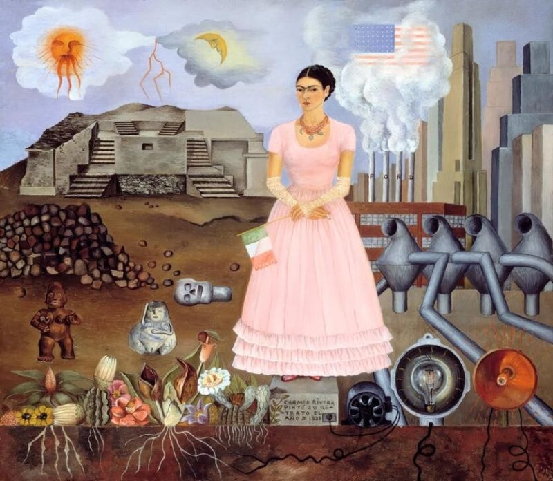 Self-Portrait on the Border between Mexico and the United States, 1932 | Frida Kahlo | Giclée Canvas Print