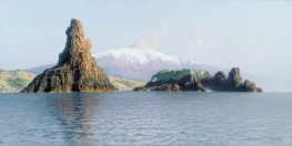 View of the Sicilian Coast with a View of Mount Etna, n.d. by Friedrich Nerly | Canvas Print