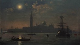 Island and Church of San Giorgio Maggiore in Venice by Moonlight, c.1850/55 | Friedrich Nerly