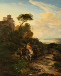 Italian Mountain Landscape with Brigands Scene, 1831 by Friedrich Nerly | Canvas Print