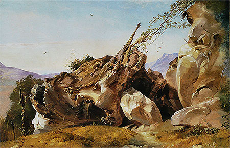 Studie von Felsen und Wurzeln in Olevano, n.d. | Friedrich Nerly