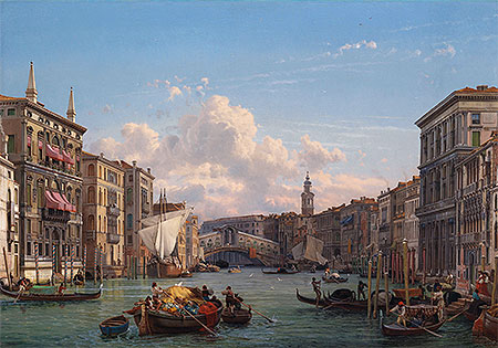 A View of the Grand Canal Looking towards the Rialto Bridge, Venice, undated | Friedrich Nerly | Giclée Canvas Print