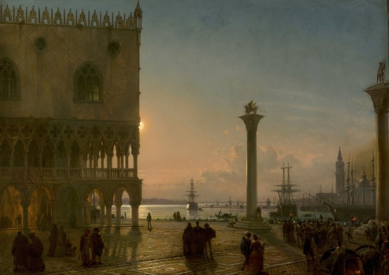 The Piazzetta by Moonlight, 1871 | Friedrich Nerly | Giclée Canvas Print