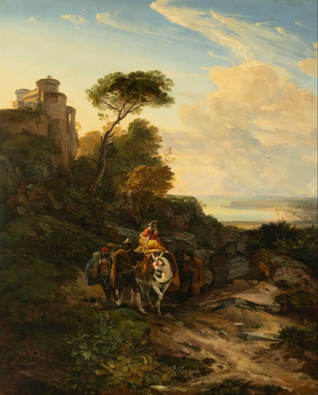 Italian Mountain Landscape with Brigands Scene, 1831 | Friedrich Nerly | Giclée Canvas Print