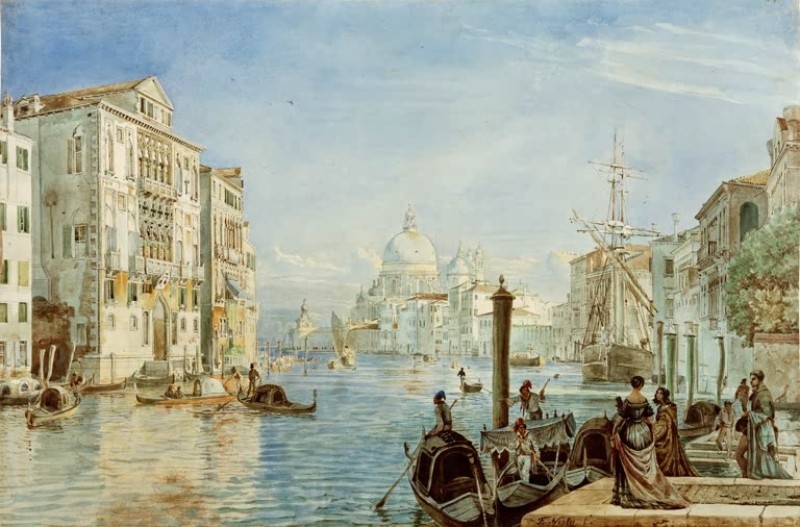 Canal Grande with Palazzo Cavallo-Franchetti, Santa Maria della Salute and Dogana del Mar, c.1838/39 | Friedrich Nerly | Giclée Paper Art Print