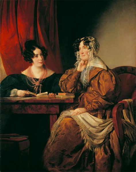 Friedrich von Amerling | Henriette Baronin Pereira-Arnstein mit ihrer Tochter Flora, 1833 | Giclée Leinwand Kunstdruck