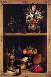 Cupboard Picture with Flowers, Fruit and Goblets, c.1610 von Georg Flegel | Leinwand Kunstdruck