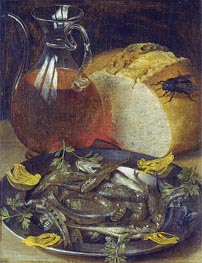 Still Life with Glass of Wine and Small Fishes, 1637 von Georg Flegel | Leinwand Kunstdruck