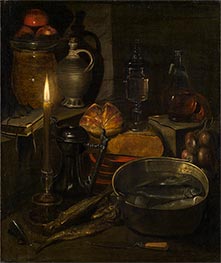 Vorratskammer bei Kerzenlicht, 1633 von Georg Flegel | Leinwand Kunstdruck