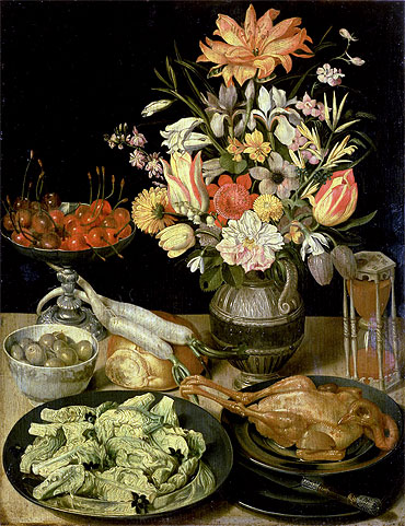 Georg Flegel | Still Life with Flowers and Snacks, c.1630/35 | Giclée Leinwand Kunstdruck