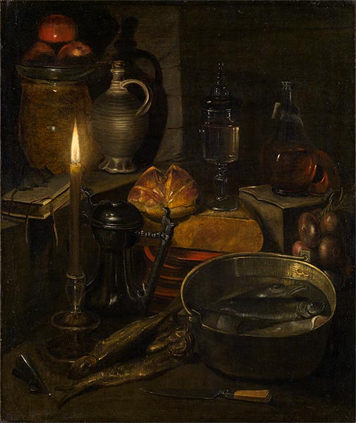 Georg Flegel | Vorratskammer bei Kerzenlicht, 1633 | Giclée Leinwand Kunstdruck