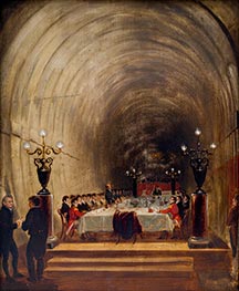 Bankett im Themse-Tunnel, c.1827 von George Jones | Leinwand Kunstdruck
