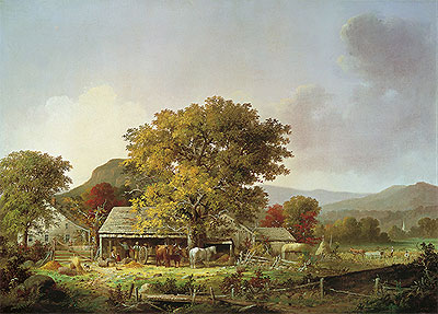 George Henry Durrie | Autumn in New England, Cider Making, 1863 | Giclée Canvas Print