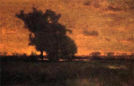 Sonnenuntergang in Milton, 1885 von George Inness | Leinwand Kunstdruck