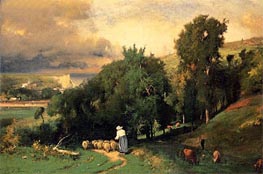 Hillside at Etretat | George Inness | Painting Reproduction