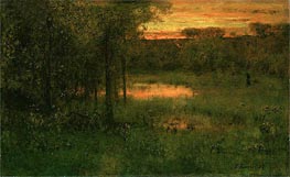 Landschaft, Sonnenuntergang, 1889 von George Inness | Leinwand Kunstdruck