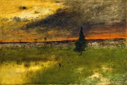 The Lonely Pine - Sunset, 1893 von George Inness | Leinwand Kunstdruck