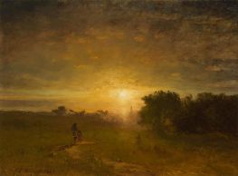 Goldener Sonnenuntergang, 1862 von George Inness | Leinwand Kunstdruck