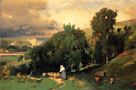Hillside at Etretat, 1876 | George Inness | Giclée Leinwand Kunstdruck