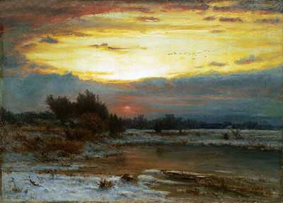 A Winter Sky, 1866 | George Inness | Giclée Leinwand Kunstdruck