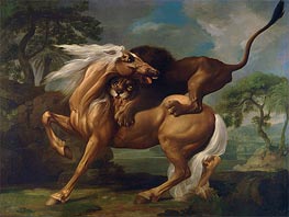 A Lion Attacking a Horse | George Stubbs | Painting Reproduction