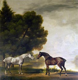 A Grey and a Bay in a Landscape, n.d. by George Stubbs | Canvas Print