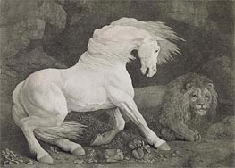 A Horse Affrighted by a Lion, 1788 von George Stubbs | Papier-Kunstdruck