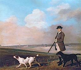 Sir John Nelthorpe, 6th Baronet out Shooting with his Dogs in Barton Field, Lincolnshire | George Stubbs | Gemälde Reproduktion